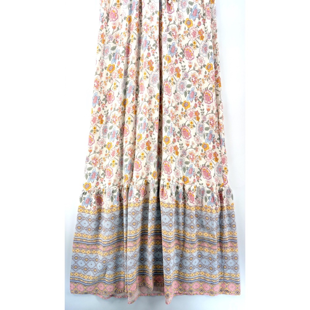 Bebop Floral Rayon Maxi Dress Sz S Boho Cottagecore Prairie Milkmaid Tradwife - Picture 5 of 8